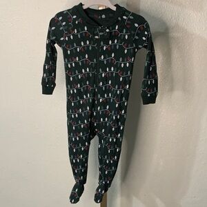 Pact Dark Green Kids One Piece with Christmas lights detail